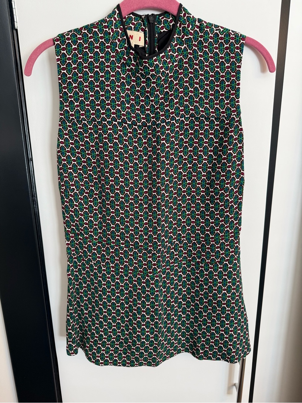 Marni Sleeveless Patterned Green Black Pink Blouse